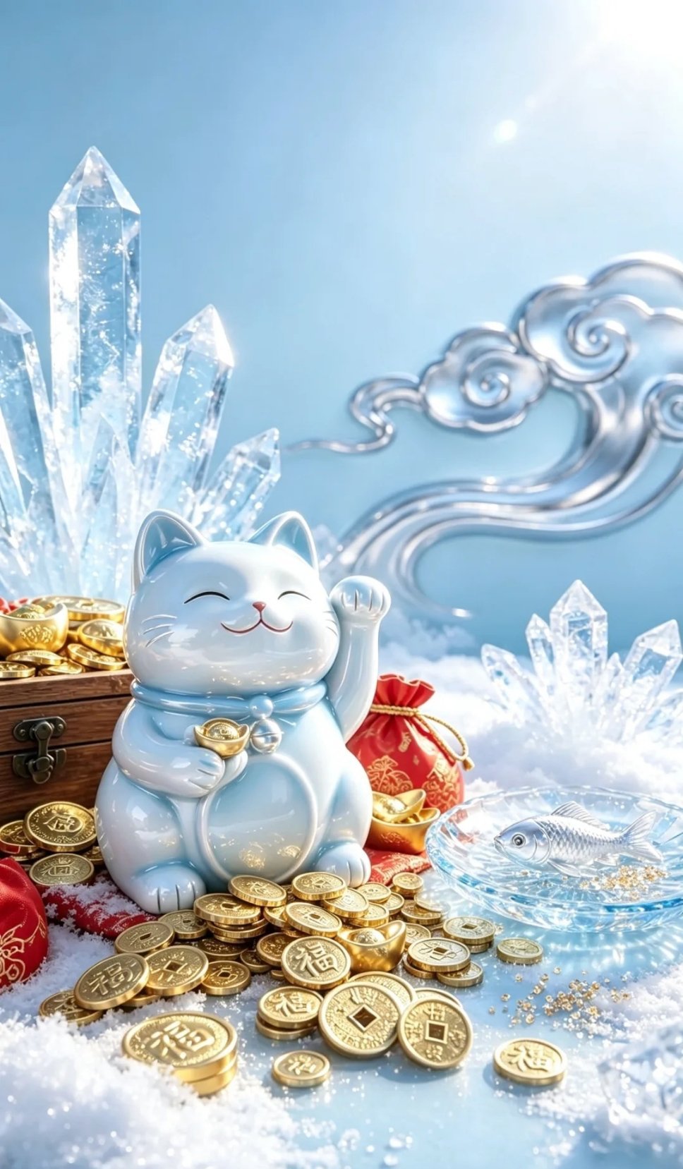 招财进宝吸金纳福聚财萌猫壁纸 