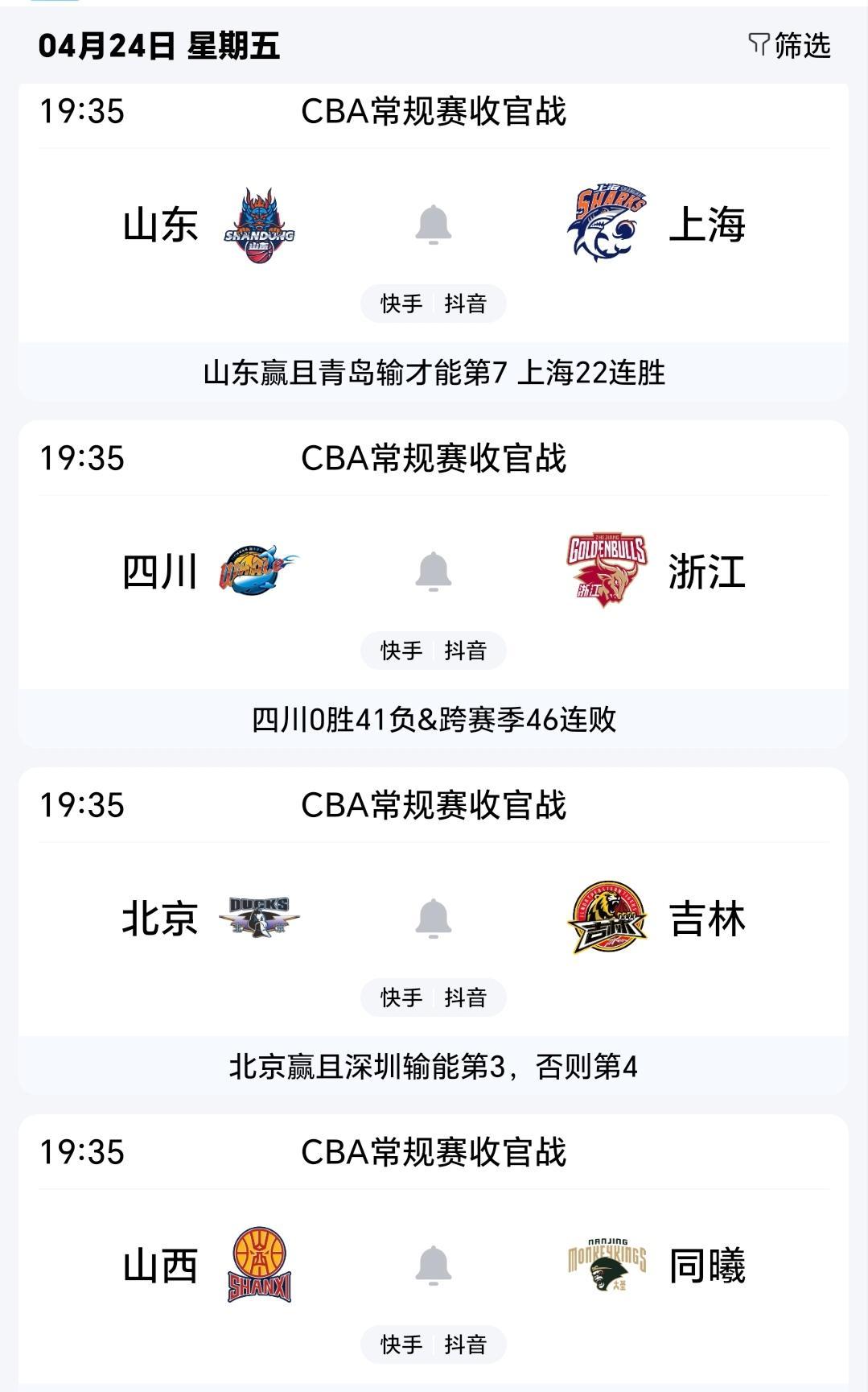 出场的各队都会以胜负列出常规赛排名，也就是说季后赛的对阵明朗，说白了就是一场定乾