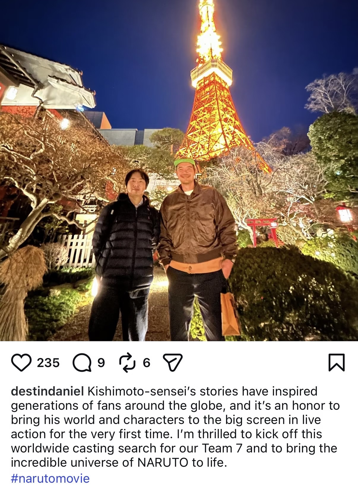 火影忍者 好莱坞真人电影选角官宣启动！ 岸本齐史老师和真人版导演 德斯汀・丹尼尔