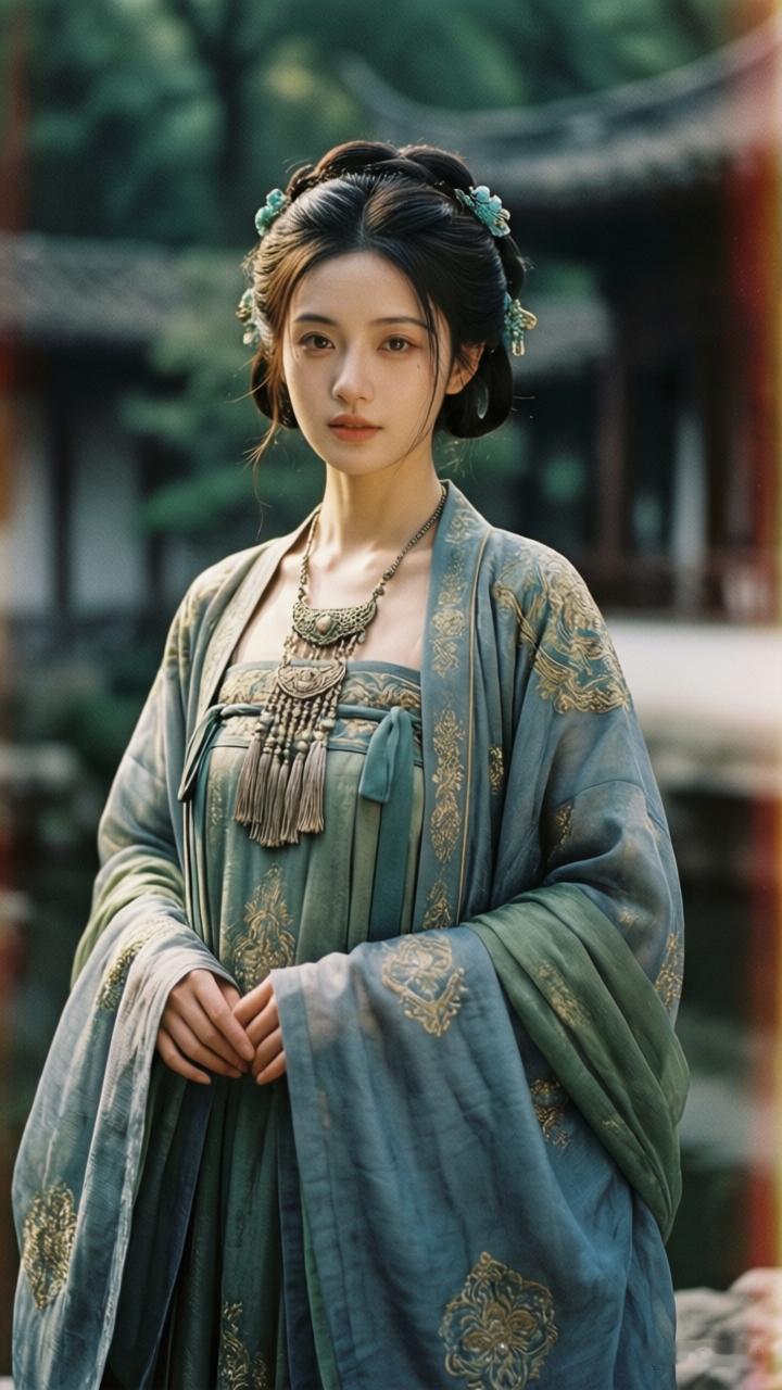 穿越千年的古典美，一袭青衣，惊艳时光。