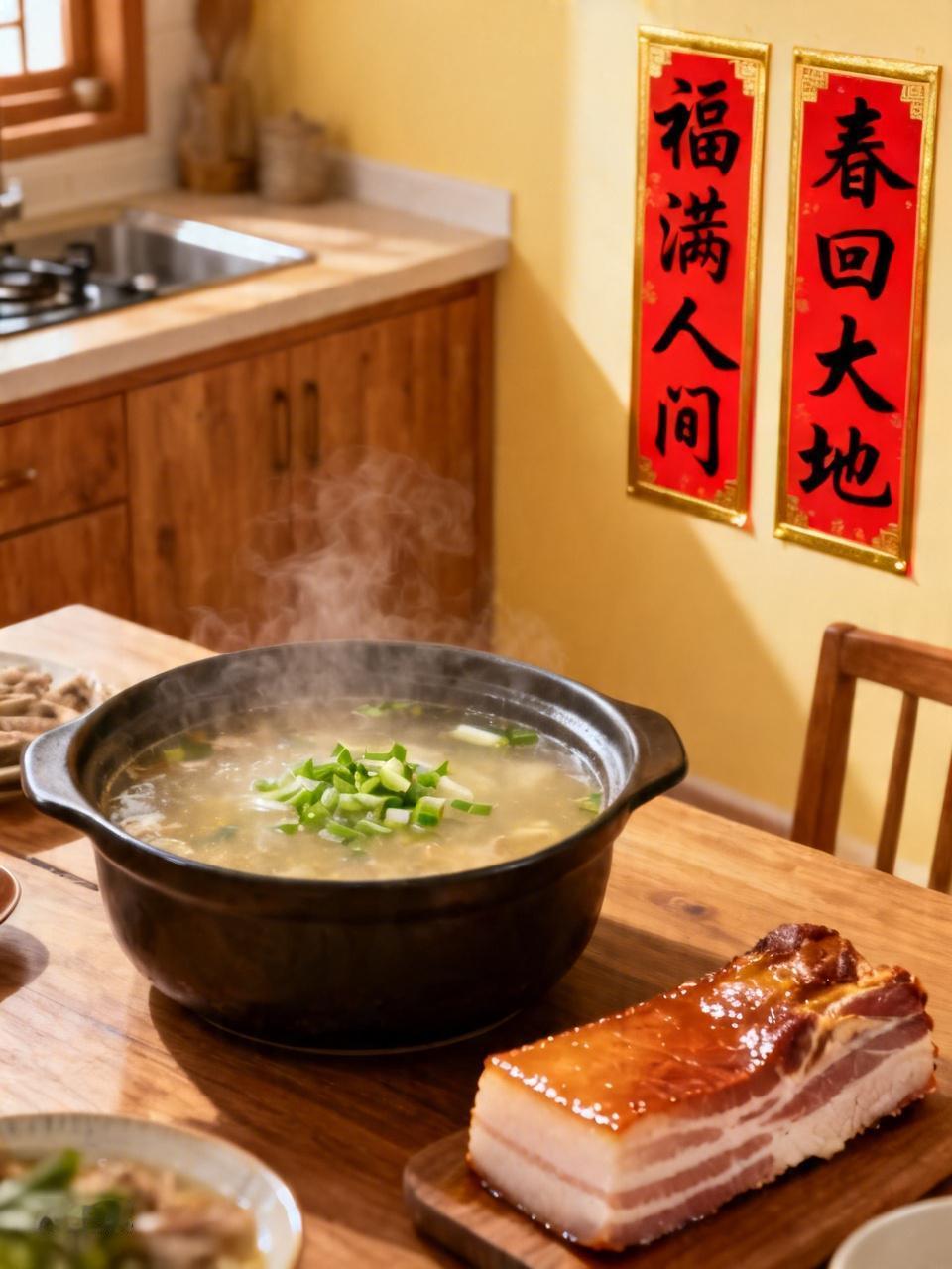 下联：一锅一勺一锅汤