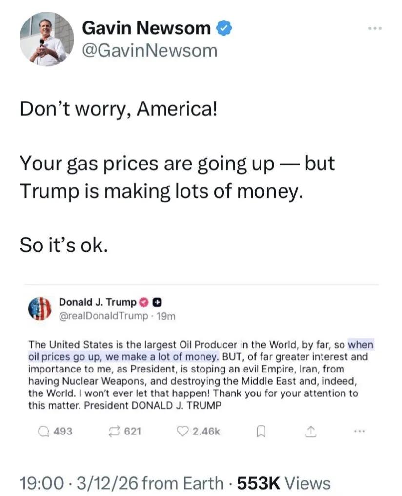 美国总统老特与加州州长纽森已经成为政治上的死对头，现在的纽森是逮着机会就戳老特的