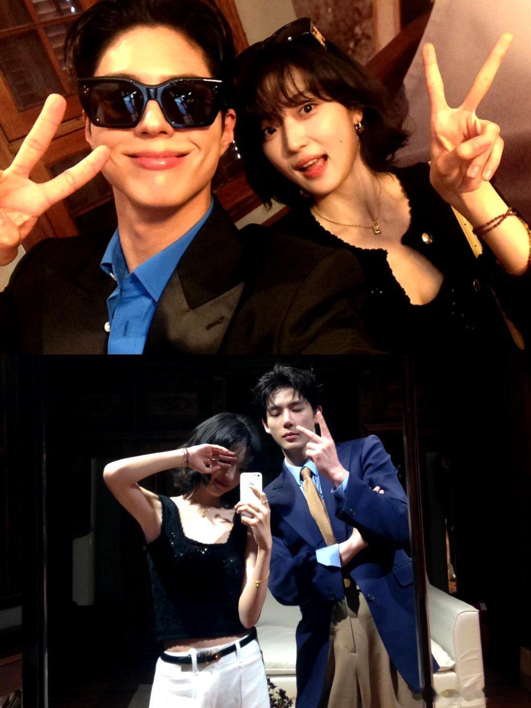 刘诗诗、孙千、王安宇、朴宝剑昨天Celine昨天活动合影，几个人拍美了