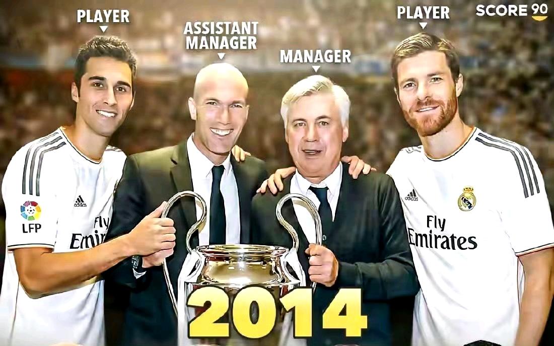 很神奇的数据！2014年，C罗在皇马第一次夺得欧冠的一年，图片上这4个人陆陆续续