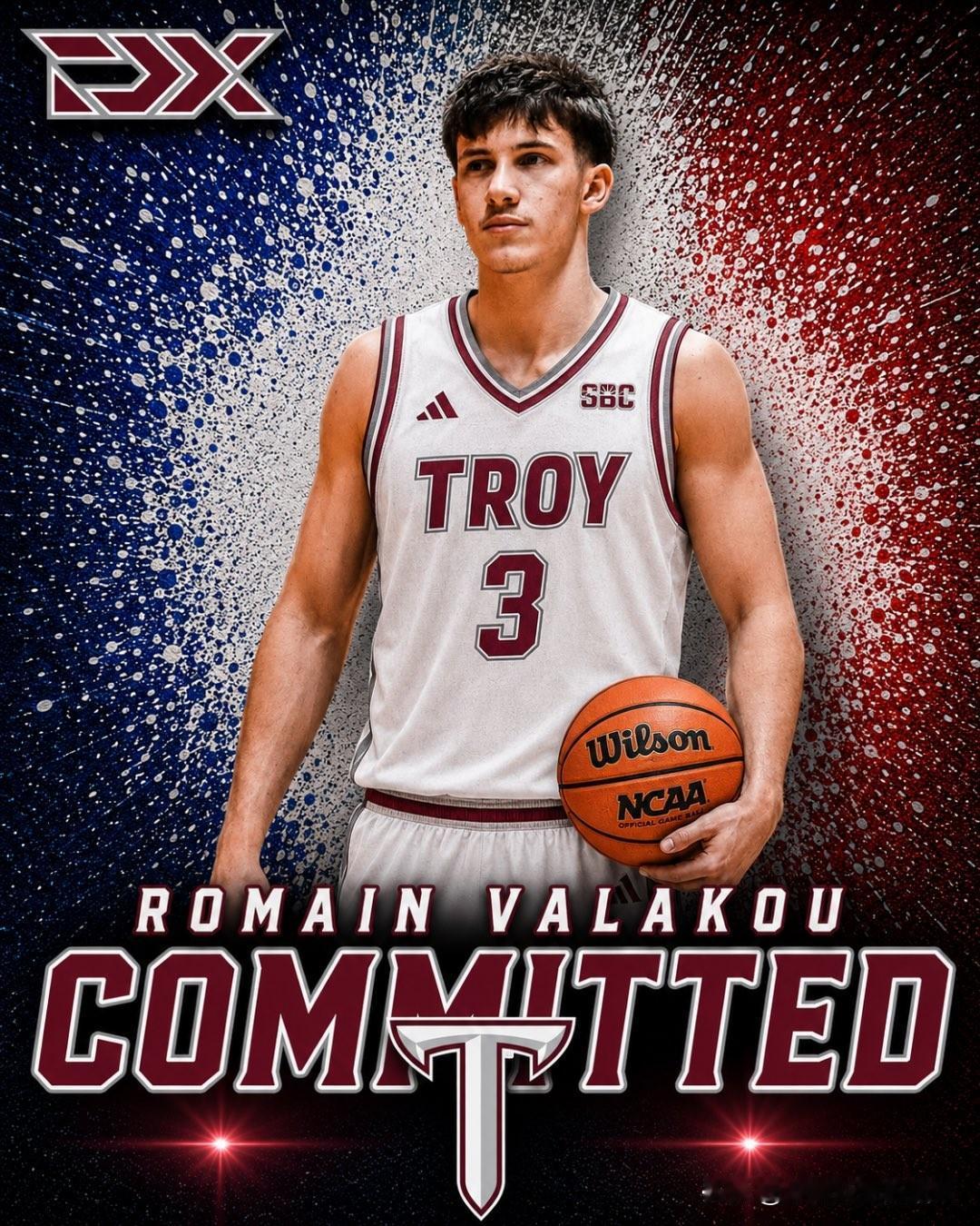 法国20岁后卫Romain Valakou宣布承诺加盟NCAA男篮 特洛伊大学T