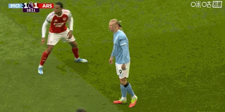 哈兰德vs加布里埃尔的一个对抗回合曼城vs阿森纳