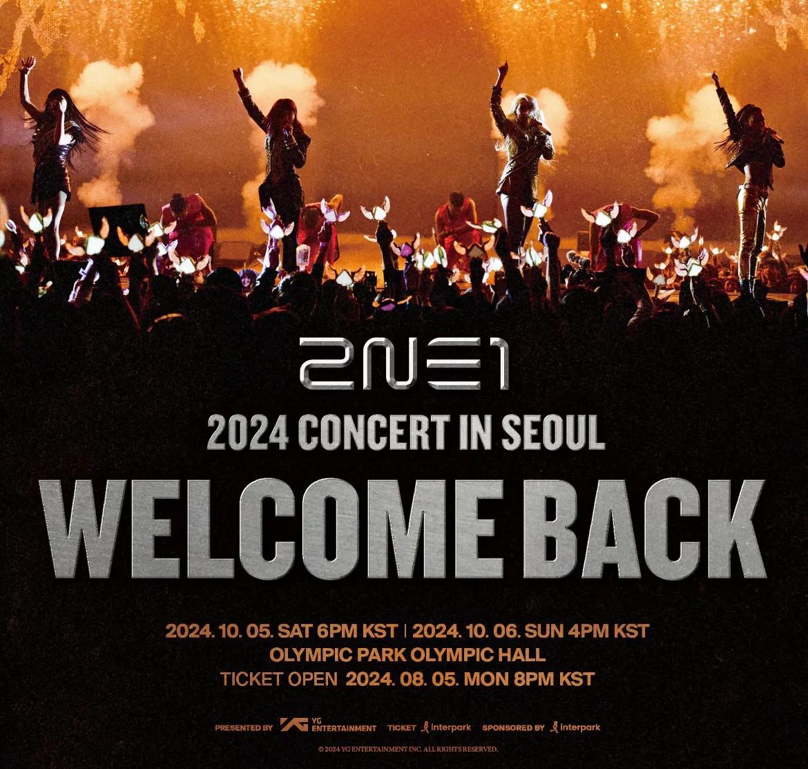 2NE1时隔10年合体开唱海报公开！10月首尔场日期&地点确定，网哭诉首站座位太