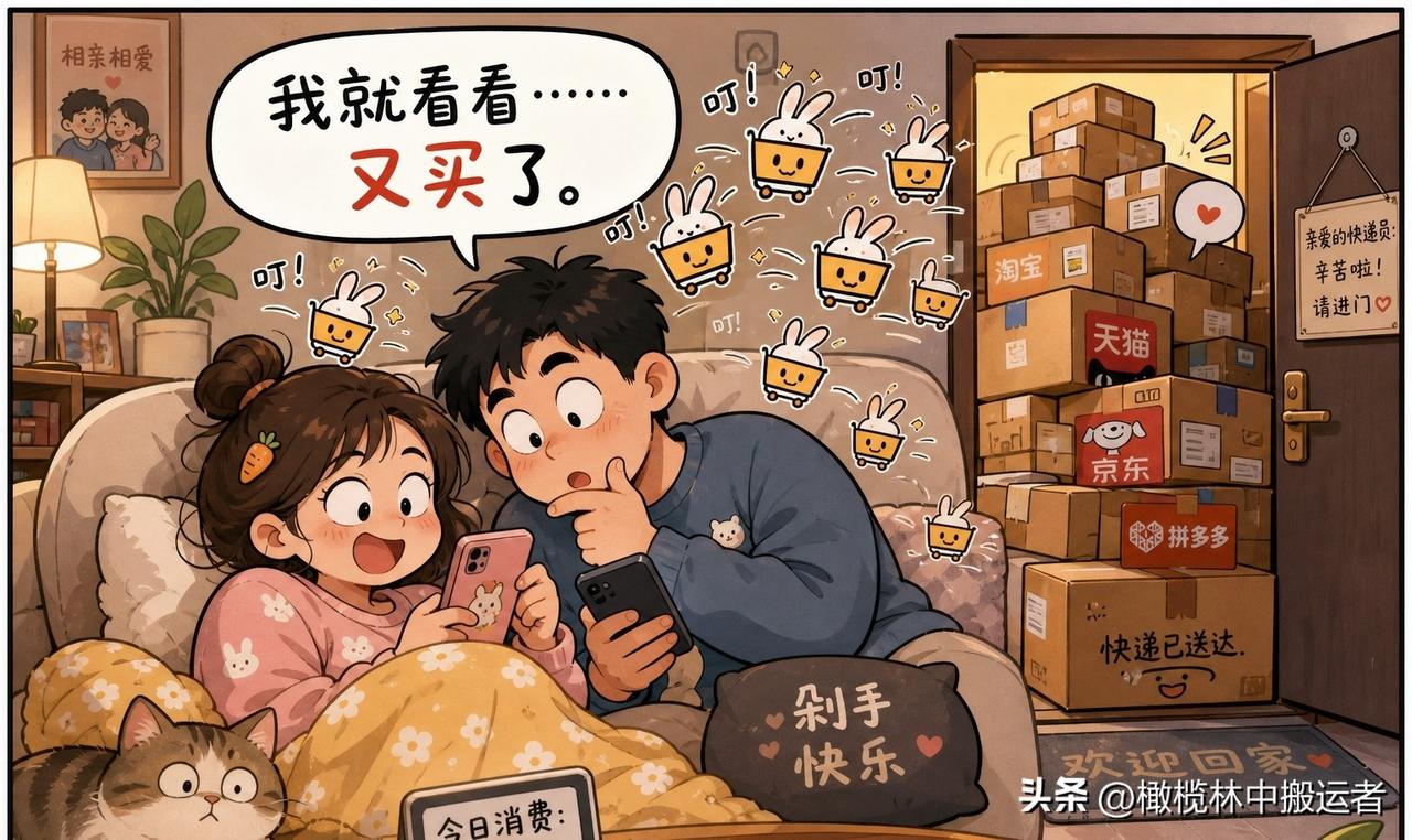 趣味漫画：网购、追剧、干饭成了我们的日常主旋律，没有太多华丽的仪式感，却总能在一