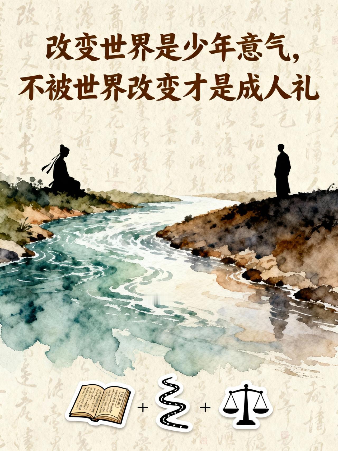 年轻时曾坚信能改变世界，直到被现实打了一记闷棍 
《沧浪之水》里那句
“人不能像