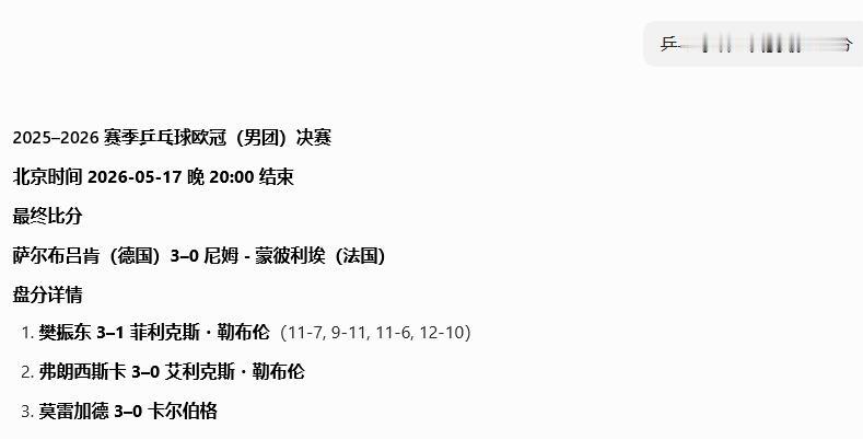 人工智能也可以瞎编乱造了
问了某知名*宝，咨询乒乓球欧冠决赛最新消息，结果问了几