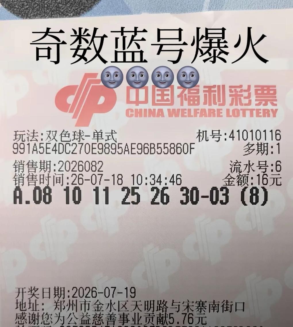 眼下奇数蓝号热度居高不下，跟风安排上一组双色球倍投票！
7月18日上午出手的8倍