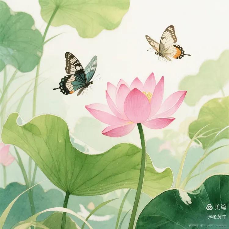 下联：蝶飞夏水莲。

（题图来自网络）