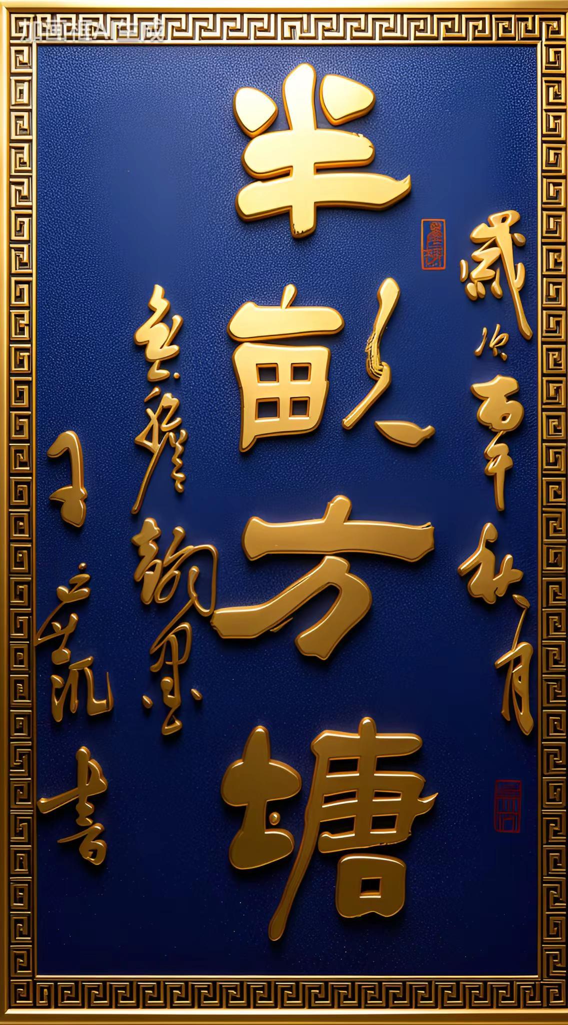 半亩方塘中国风书法