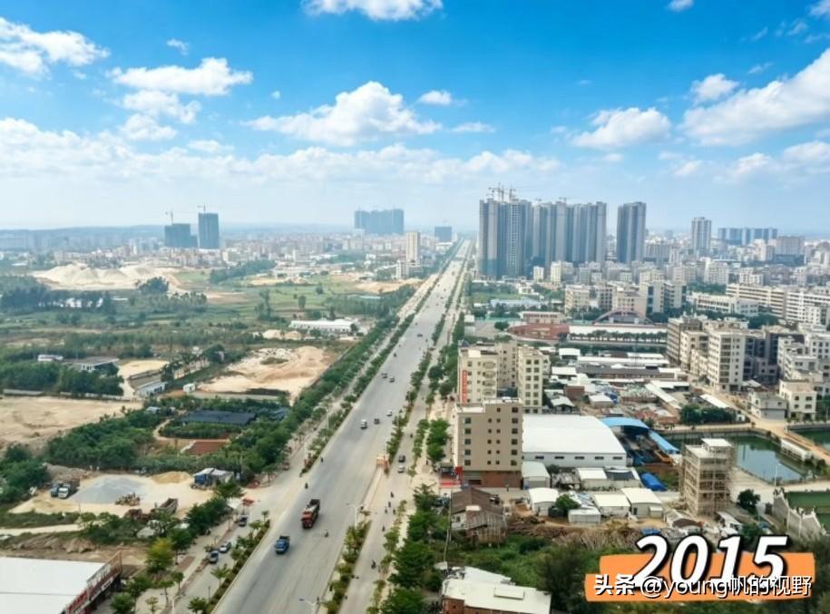 湛江吴川，2015年至2025年，10年间的照片变化。照片拍摄的位置是当年的国道