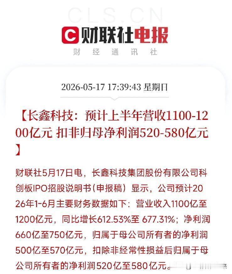 长鑫科技IPO招股书曝光：半年净利超500亿，国产DRAM霸主即将登陆科创板
