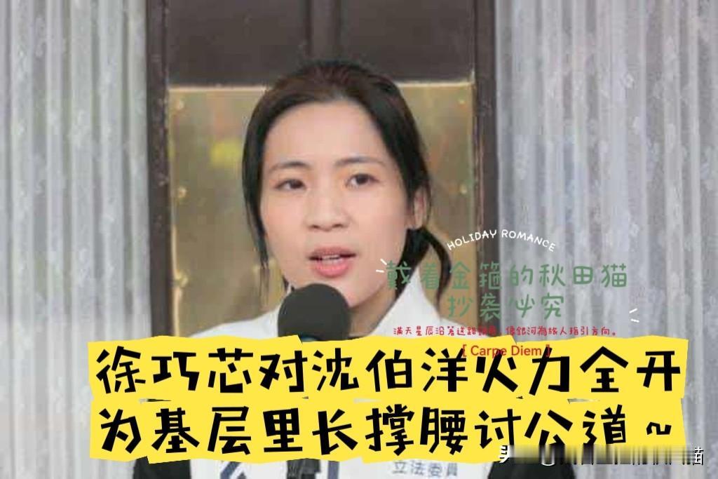 徐巧芯：挺身而出为蒋万安打头阵，
力挺基层里长讨公道，火力全开、句句直击沈伯洋软