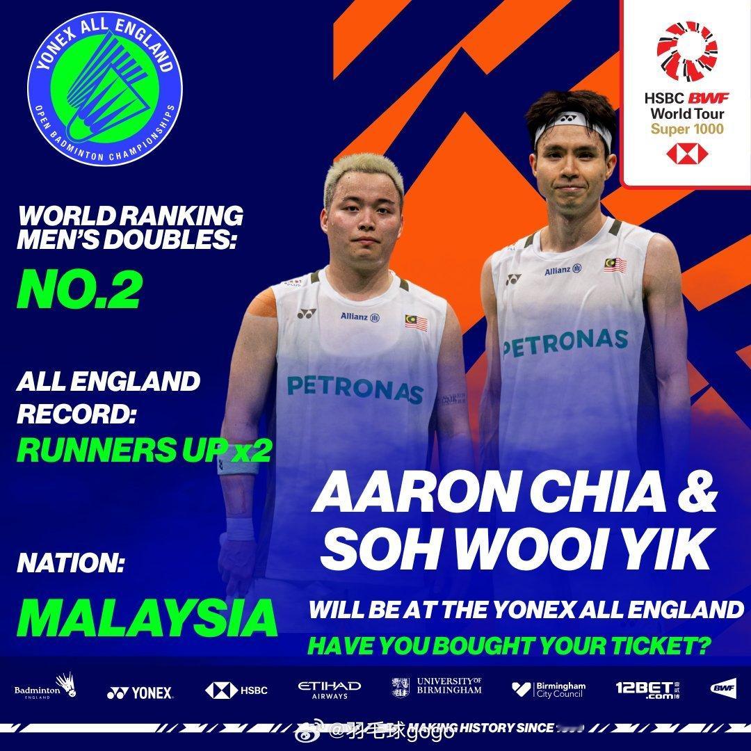 全英官方：🇲🇾谢定峰/苏伟译能否超越过往的亚军成绩，更上一层楼？2026年全