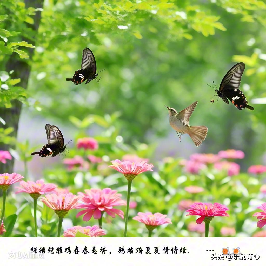 看到“蝶舞蜂飞春意闹”这个上联，瞬间就被那生机勃勃的春日景象吸引了。这上联里，“