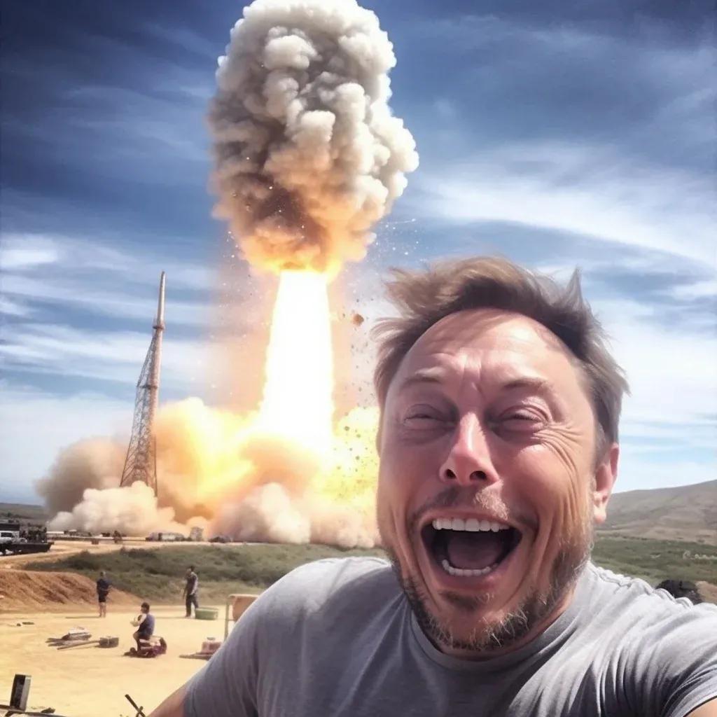 价值上亿的烟花
星舰发射失败，马斯克拿出手机微信自拍
神一样的男人
心态真的很好