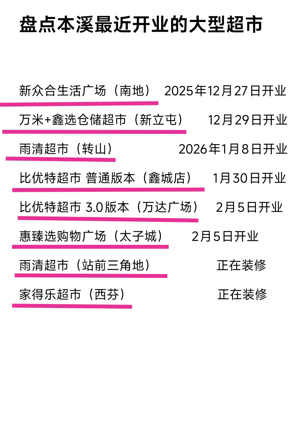 本溪商业发展渐入佳境，今天万达广场与富虹太子城各有一家大型超市开业，看到本溪的大