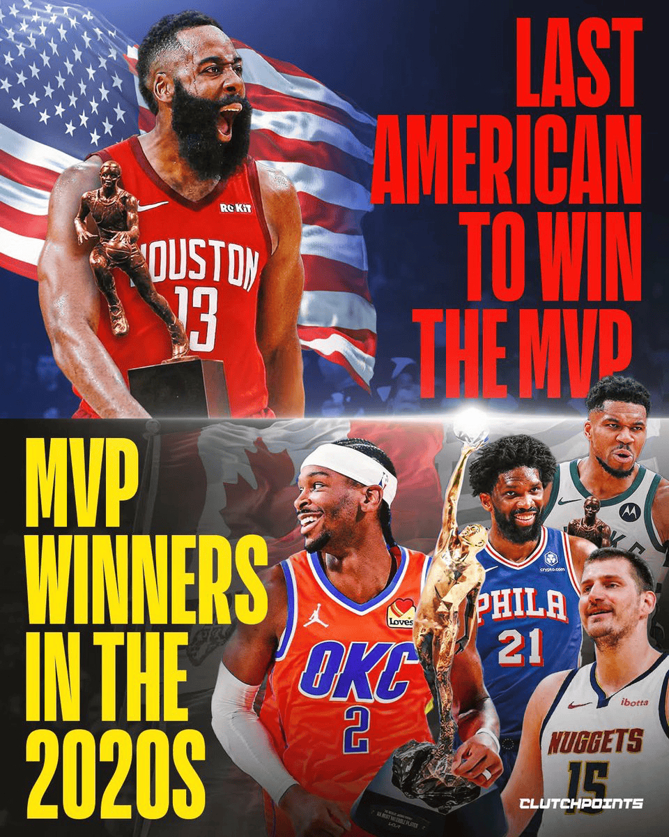 黄金金子般的MVP ！连续7个赛季的MVP，由非美国本土的国际球员斩获。上一位美