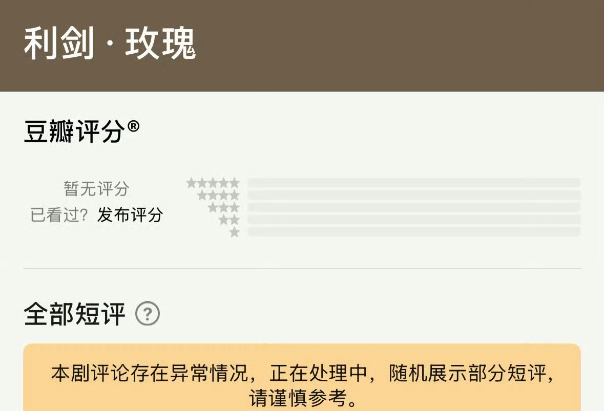 利剑玫瑰豆瓣评论异常了，怎么回事？利剑玫瑰剧情开始发酵了，今天要登顶了。 ​​​