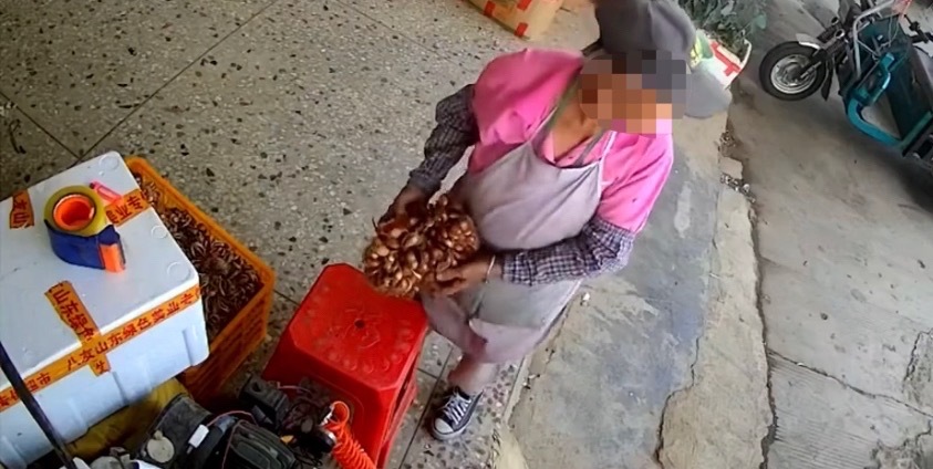 近日，网友反映：玉林某市场一商铺被一老阿姨偷走一袋葱种。 玉林