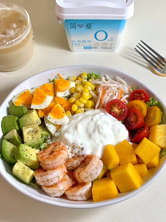 清爽水果虾仁酸奶沙拉~夏日轻盈美味的碰撞
