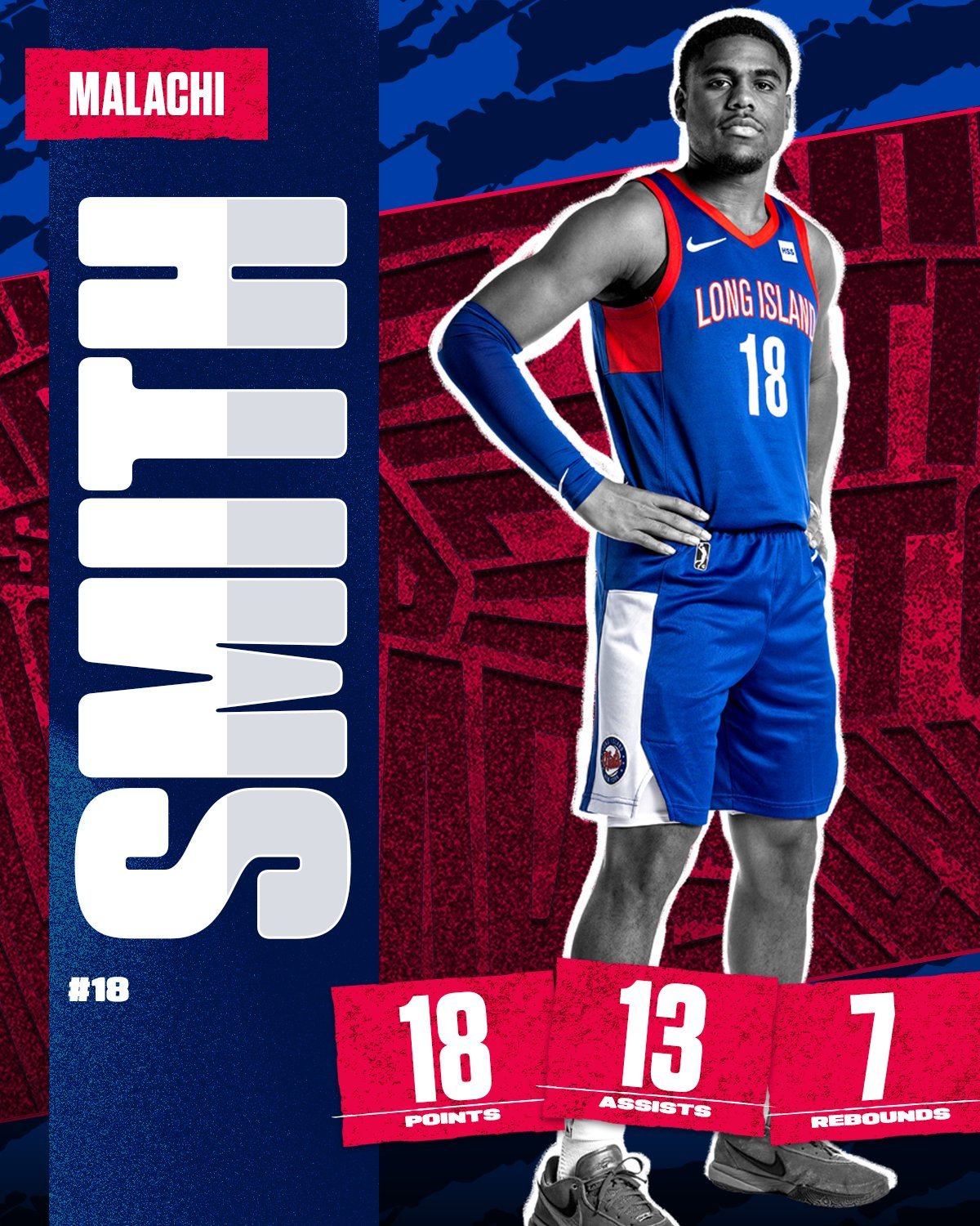 篮网给了本赛季在长岛效力的马拉凯·史密斯一份10天合同，他是一名23年的落选秀后