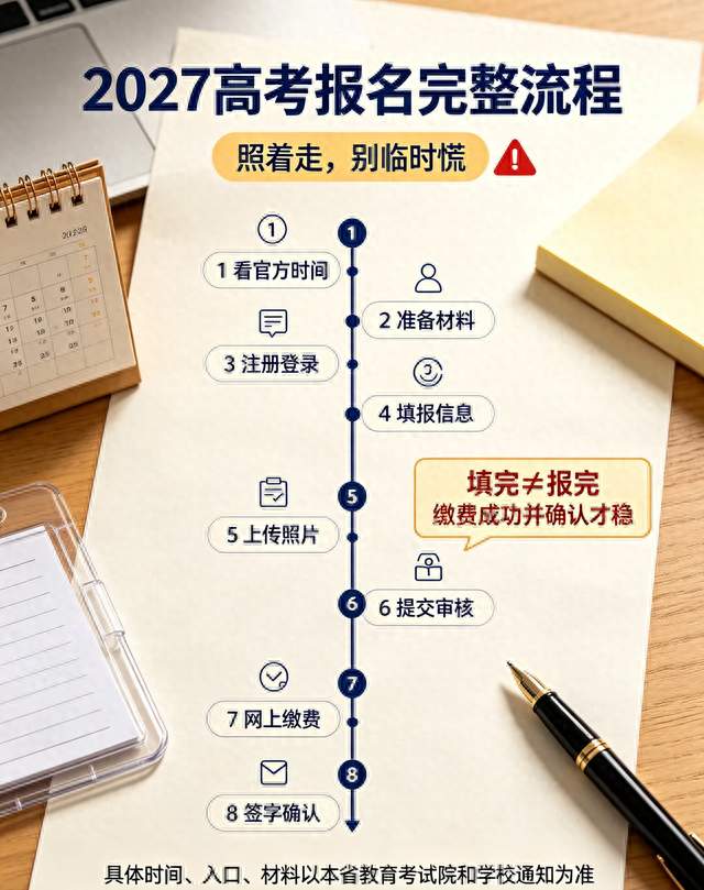 2027高考报名完整流程！别瞎填踩坑，家长趁早收藏