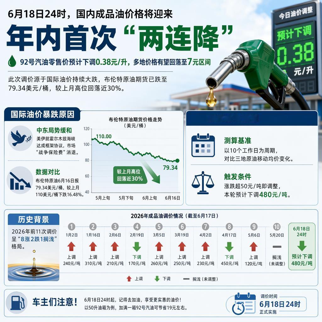 油价迎来年内首次两连降，92 号重回 7 元时代，国际原油大幅回落背后藏三层逻辑