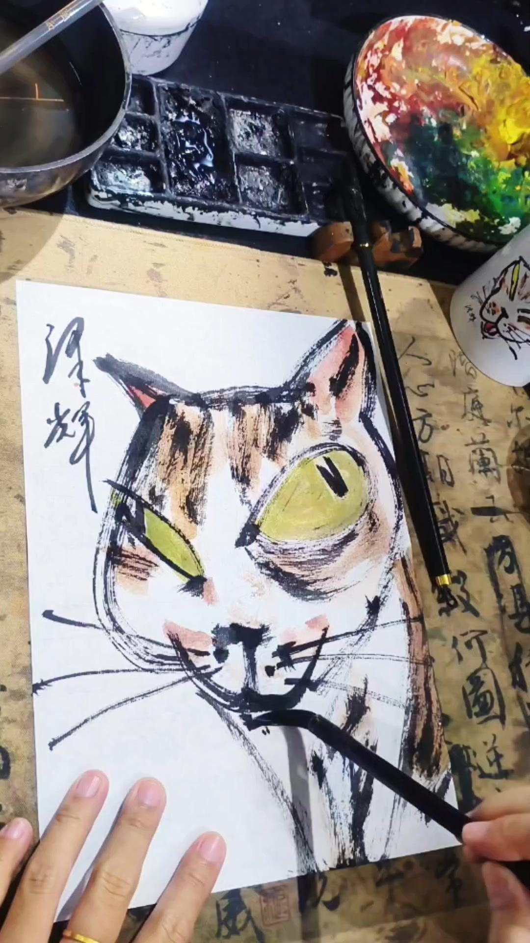 🎨随机抽画，毛孩秒变国画主角！谁懂啊！突然想给家里毛孩子画幅独一无二的国画，结