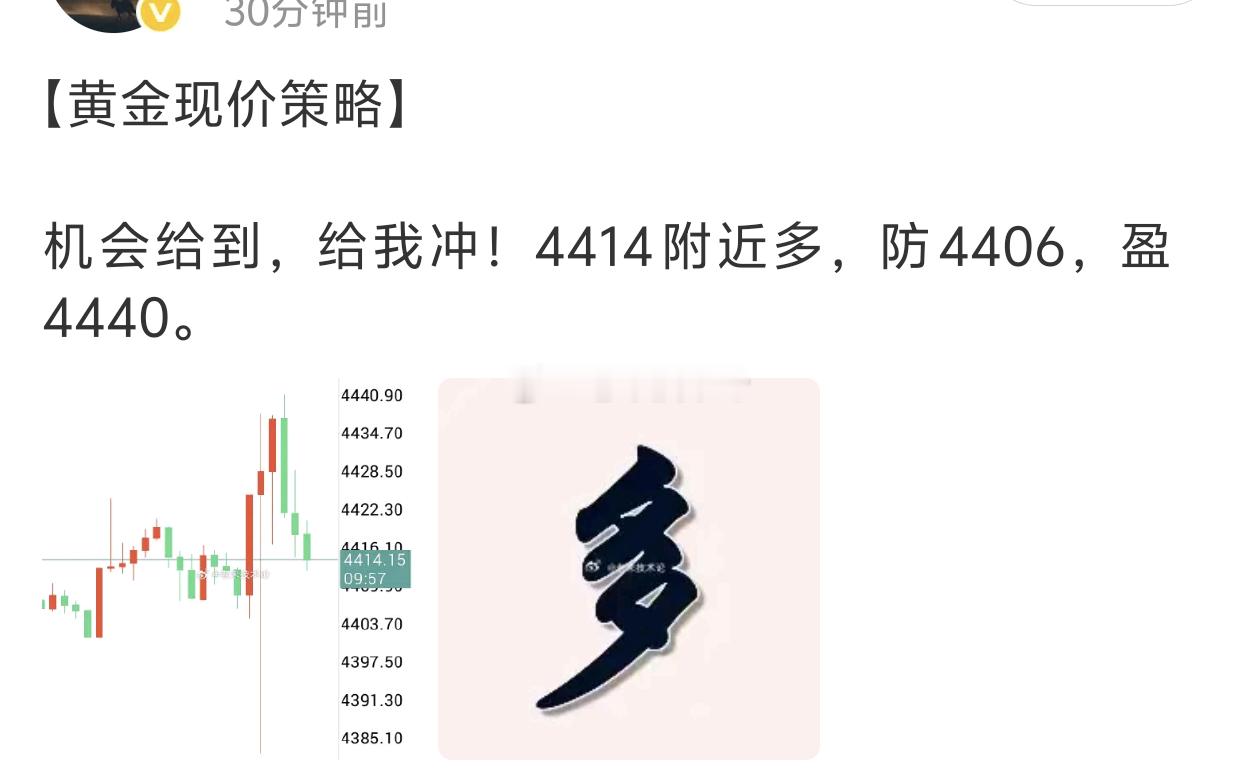 【多单拿下160点空间】盘面回落企稳后在4414位置进多，随着行情逐步走高，到4
