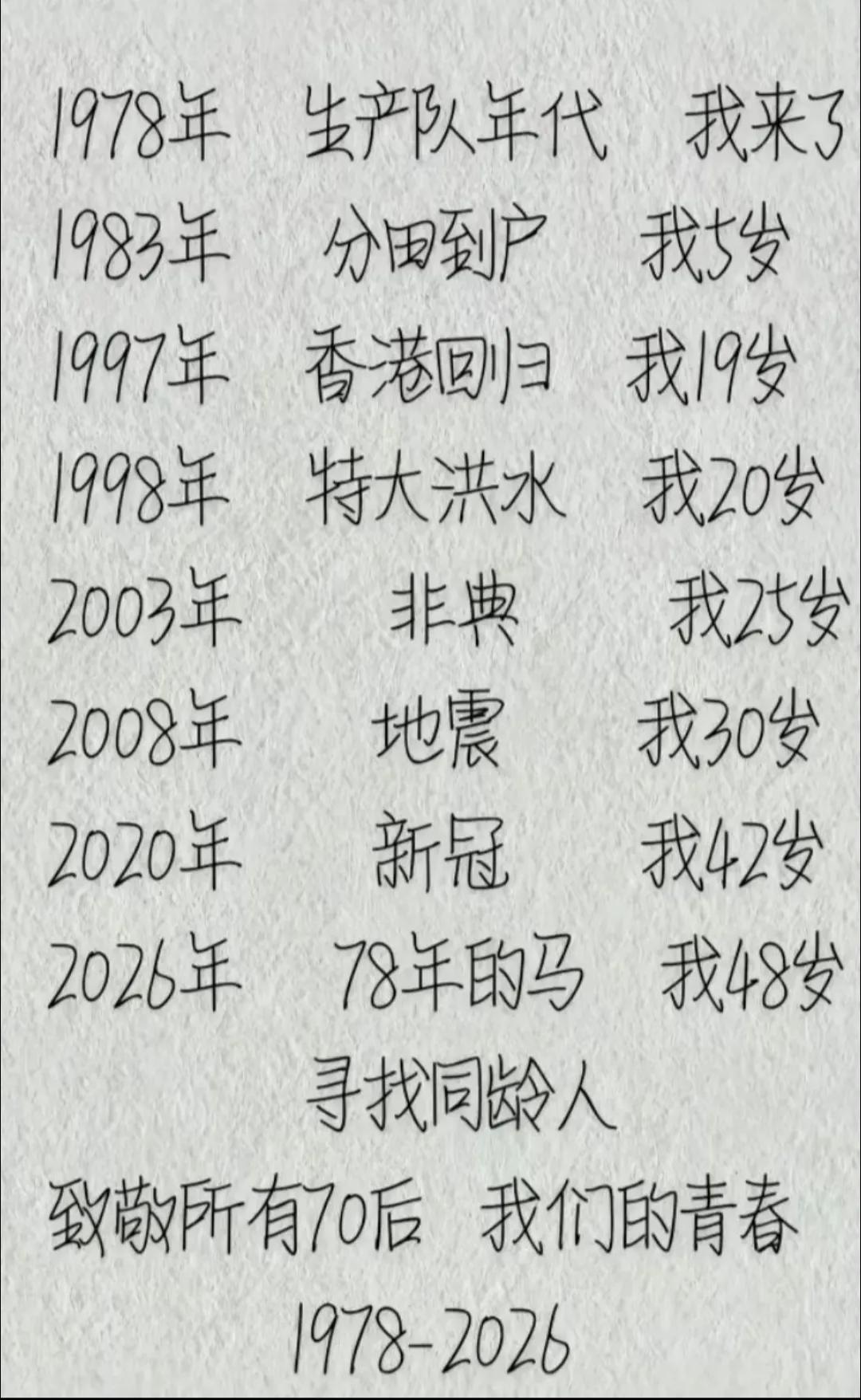 70后的青春记忆：从生产队到香港回归，历经洪水非典地震，致敬我们的1978-20