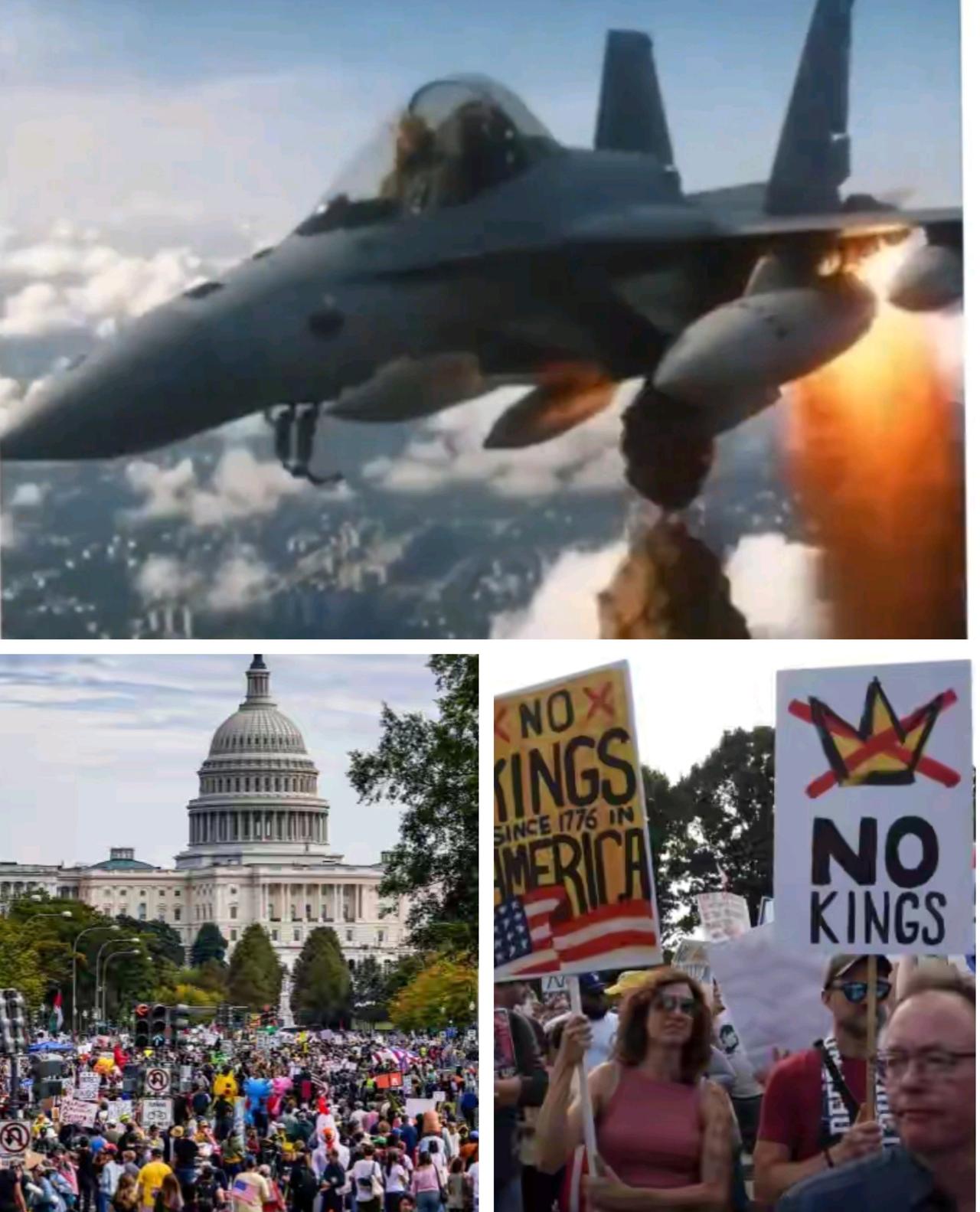 美国700万人上街举行“不要国王”大规模抗议活动。特朗普大怒，发“头戴皇冠，开战