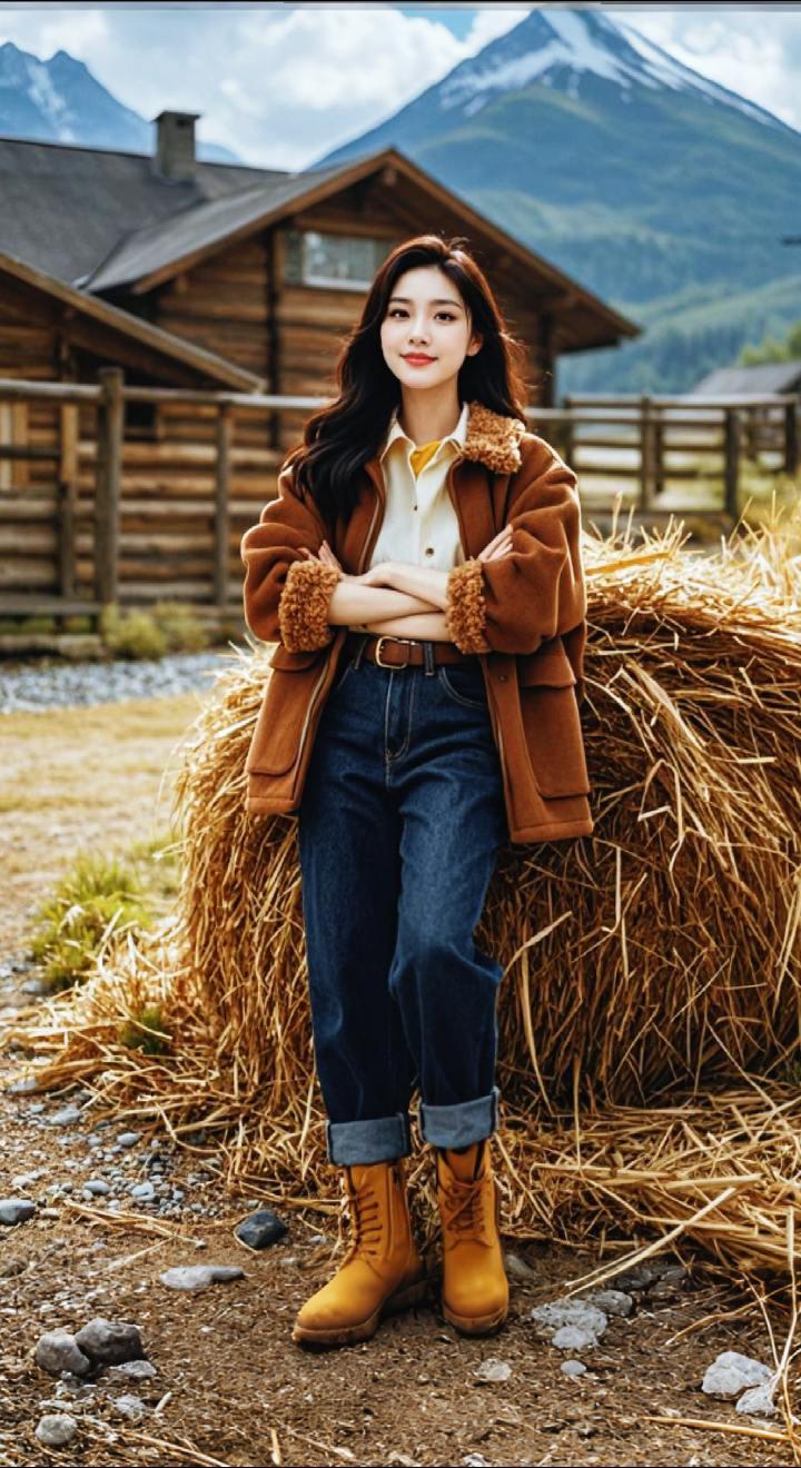 AI扩图 AI夹克田园风