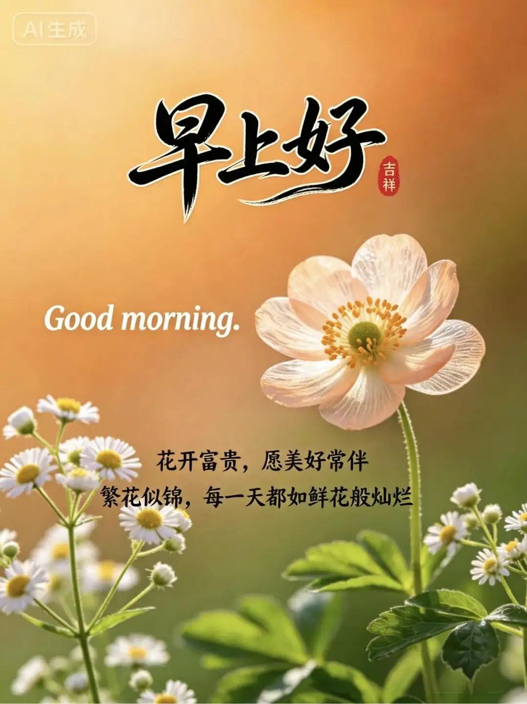 早安吉祥，愿美好常伴，如花般灿烂！🌻🌼
