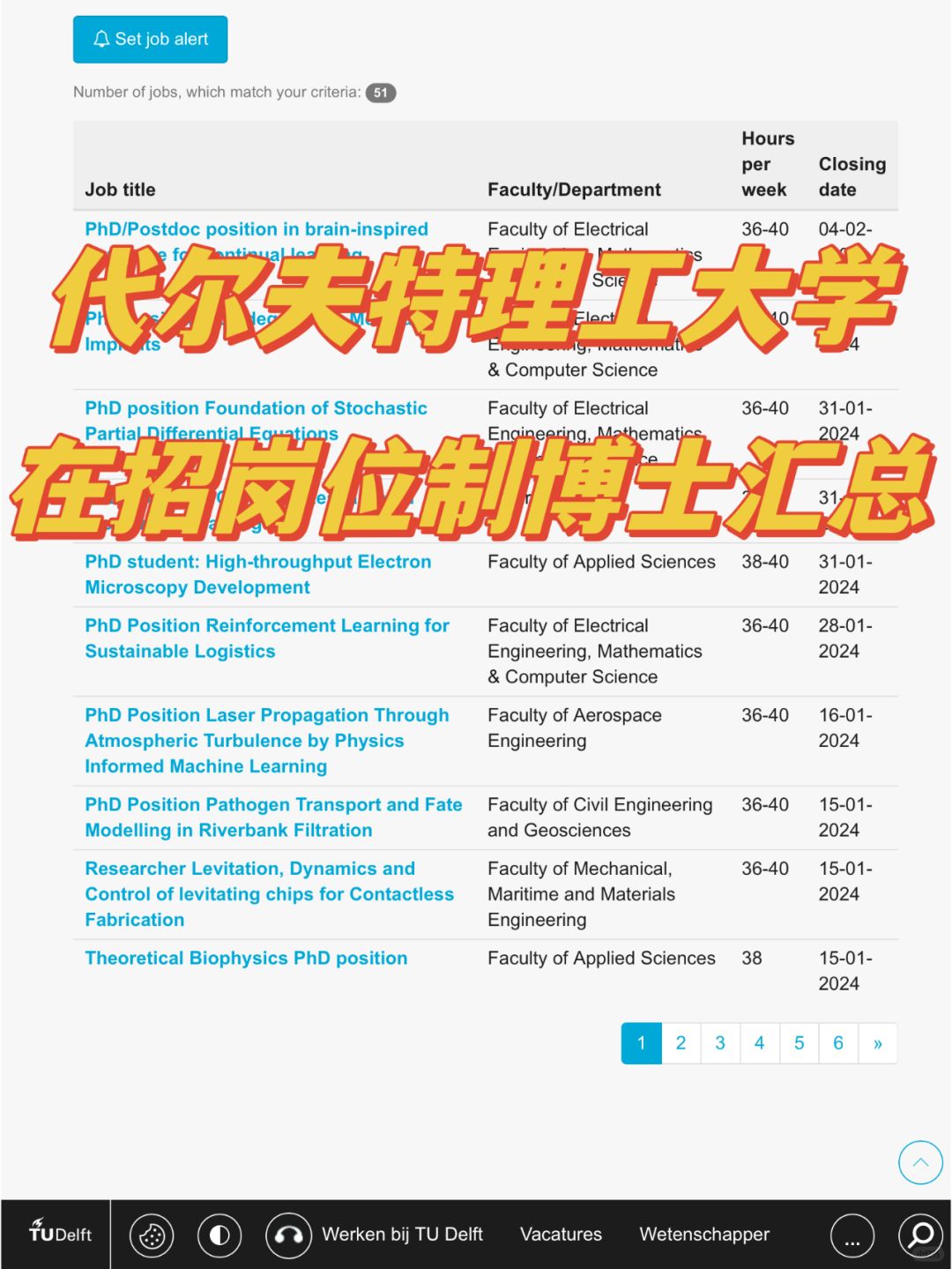 代尔夫特理工大学在招岗位制博士汇总❗️