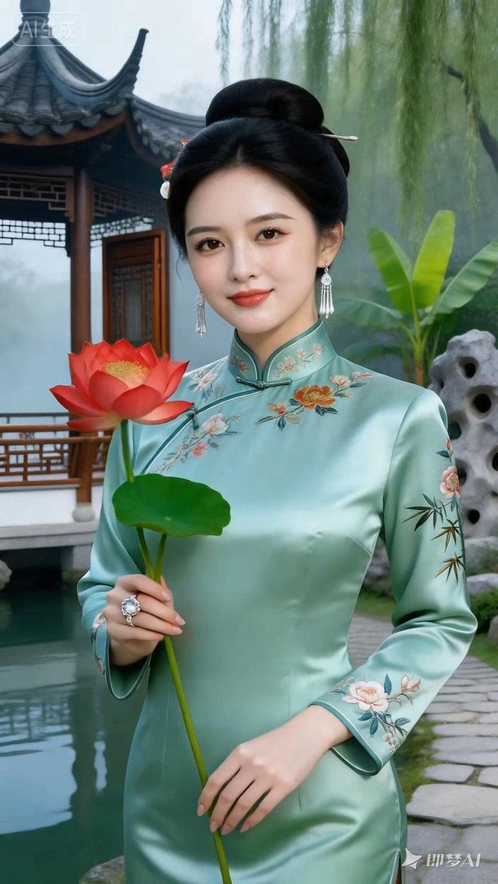 七绝●池塘赏荷/新韵   

清池碧水绽红莲，
暖榭凉亭曲径连。
又到一年荷盛放