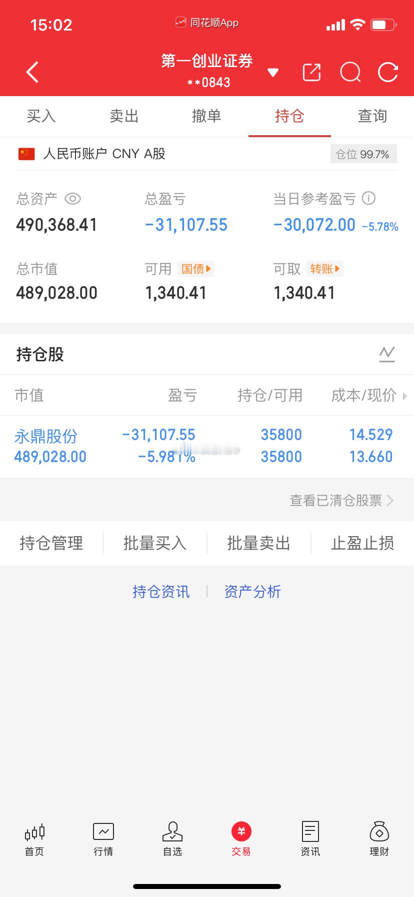 爱股程炒股日记40w本金挑战一年翻5倍，第（ 57  ）天！总资产：49w当日参