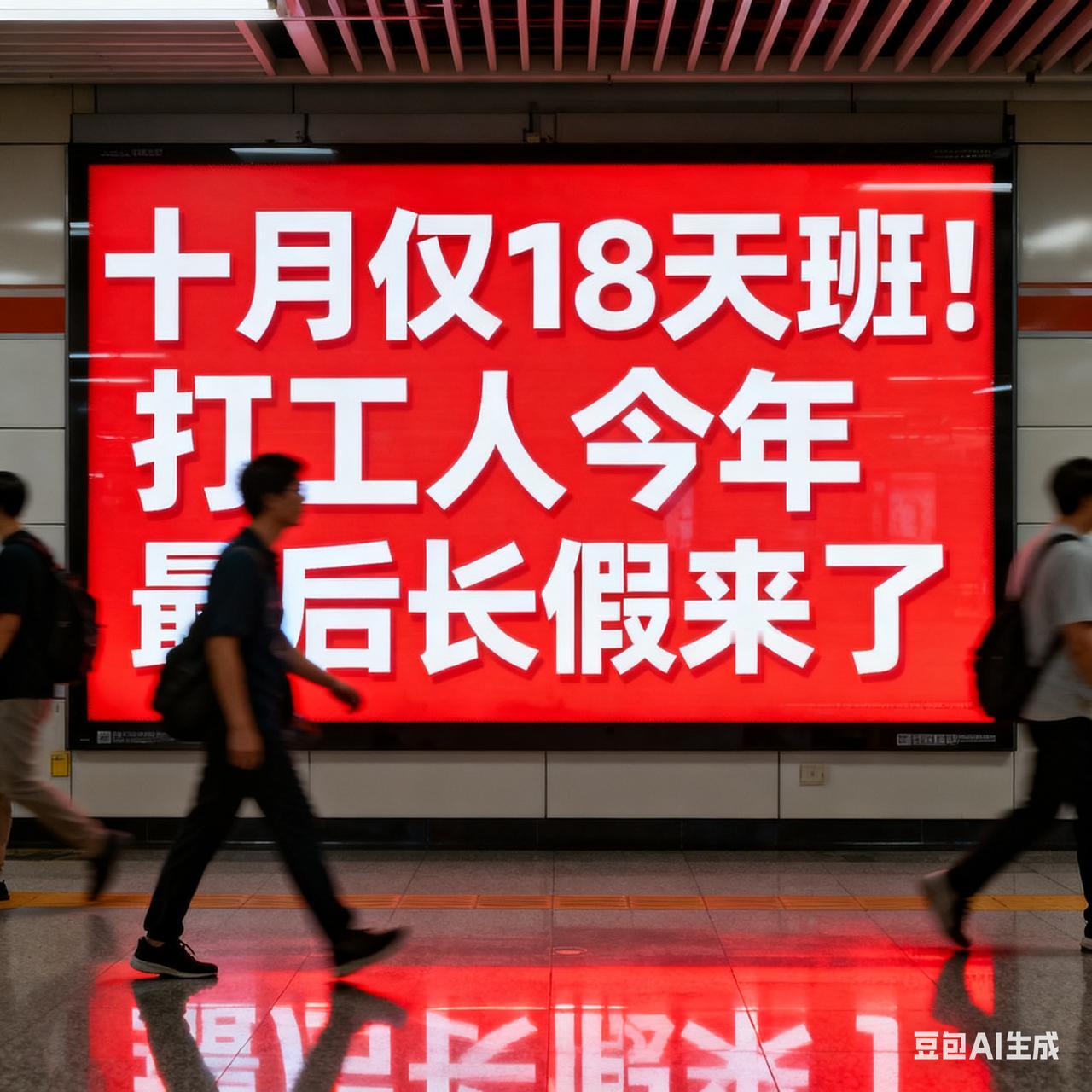 十月仅18天班！打工人今年最后长假来了
 
国庆中秋凑出8天假，十月工作日砍到1