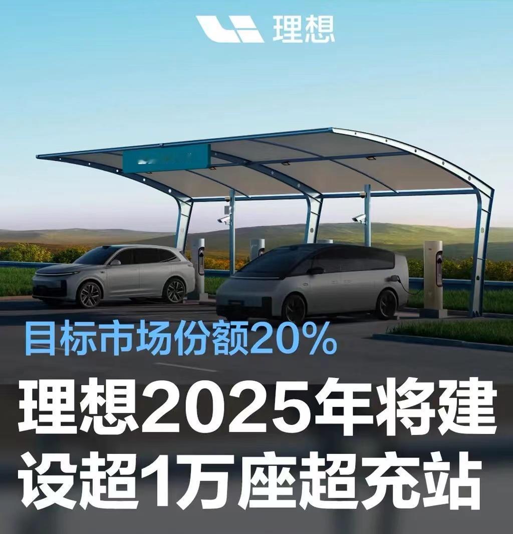 #理想汽车至2025年将建设超过1万座超充站，目标市场份额20%#
日前，我们从