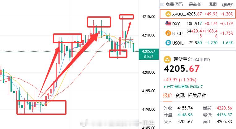来回拉扯，二次接多在4205多单已经收下80点被破来回扫荡安全离场。经过快速上破
