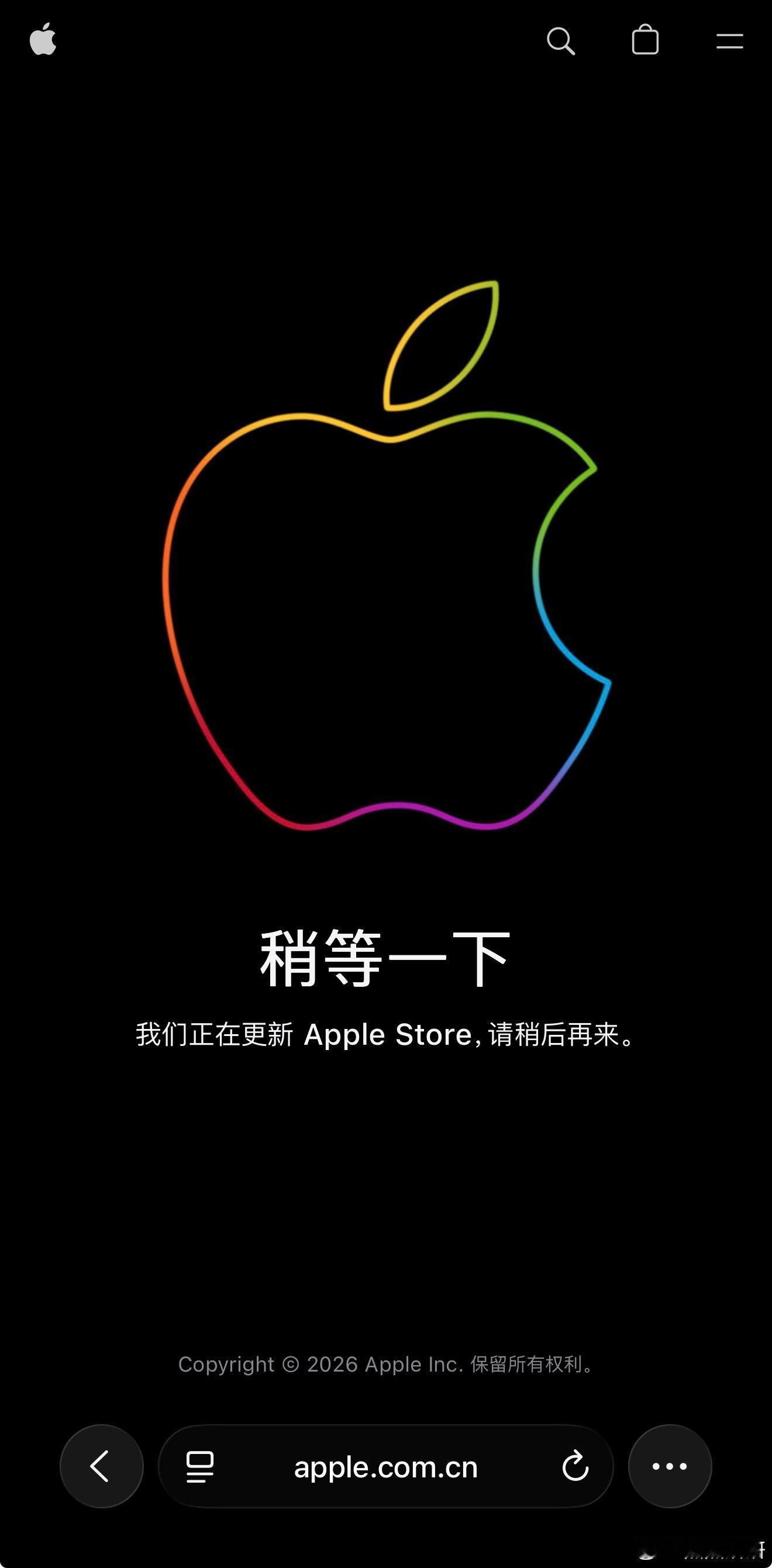 深夜，Apple在更新教育优惠商店稍等一下我们正在更新Apple Store，请