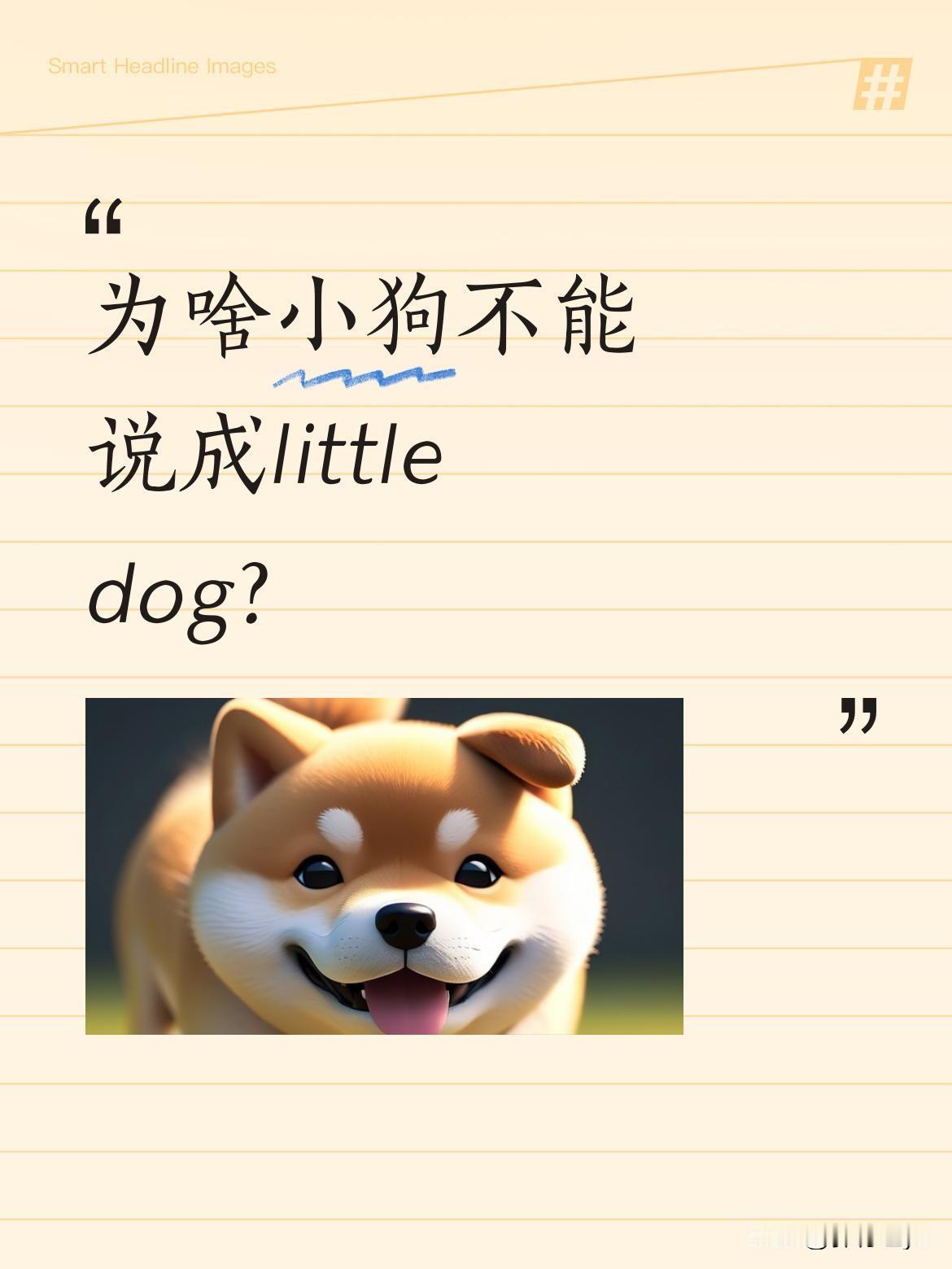 为啥小狗不能说成little dog？
原来在英语里，little dog指的是
