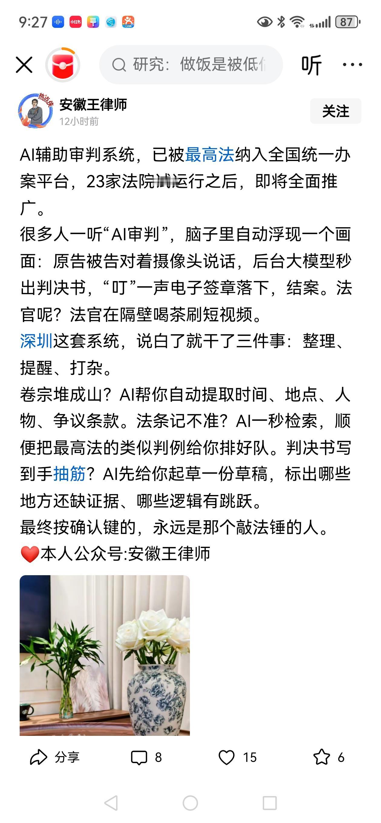 AI加速审案，让正义不再“虽迟必到”，而是及时送达。

去年朋友被欠薪，去法院立