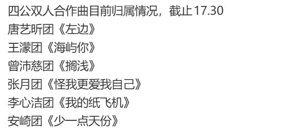 浪姐四公双人合作曲投票结果浪姐四公双人合作曲归属 浪姐四公双人合作曲归属，你期待