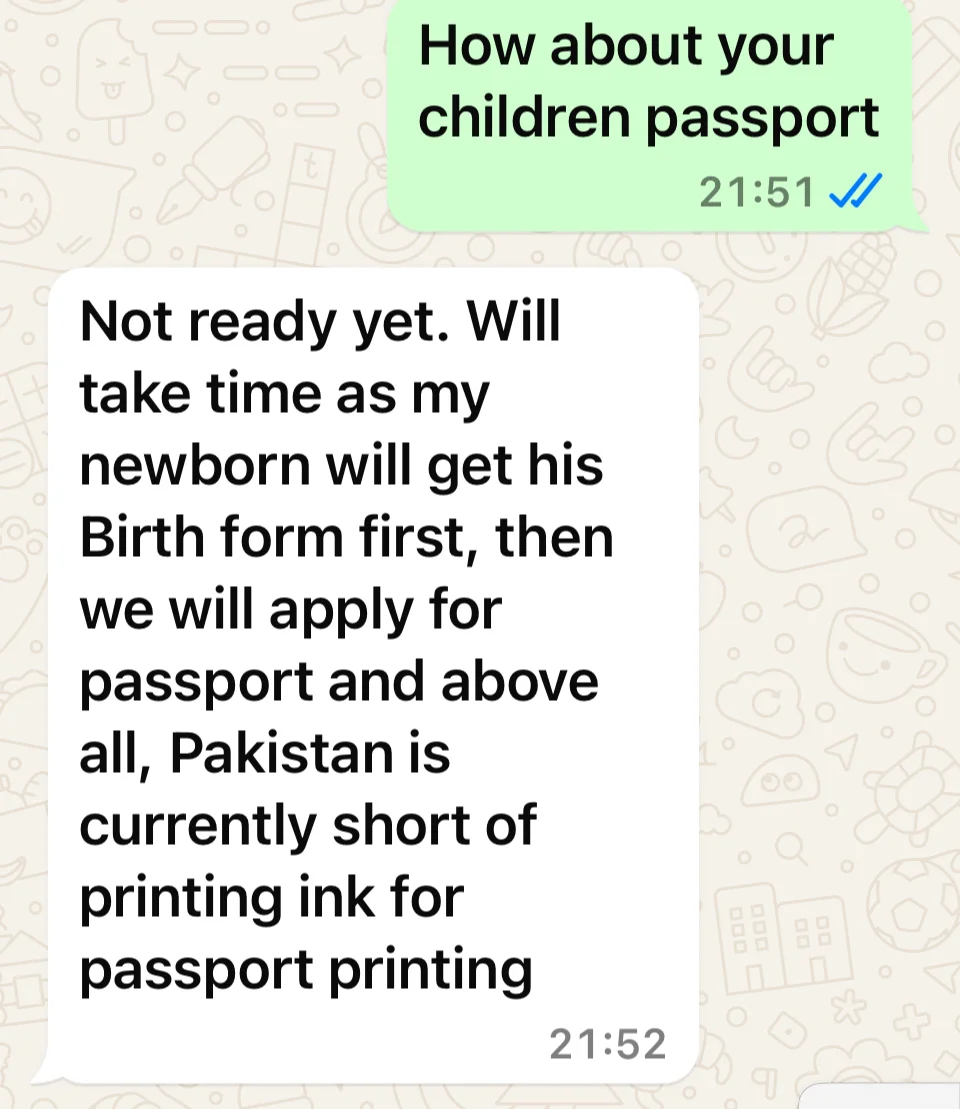 巴基斯坦缺少油墨，所以没办法办护照