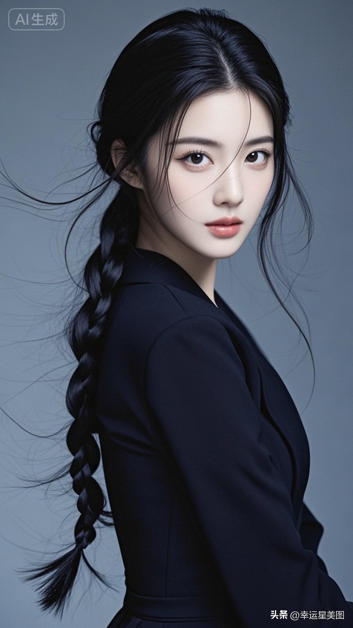 温柔黑发少女，优雅气质满分！💖✨