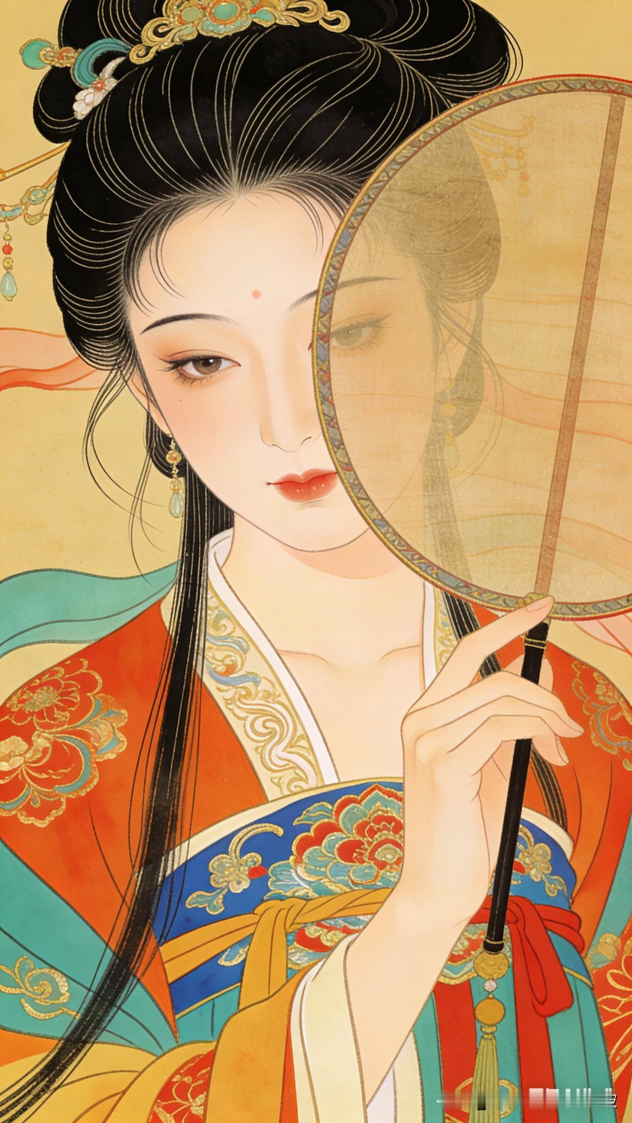 豆包创作的古代美人插画